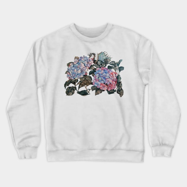 Flowers and Dragon Crewneck Sweatshirt by Binovska